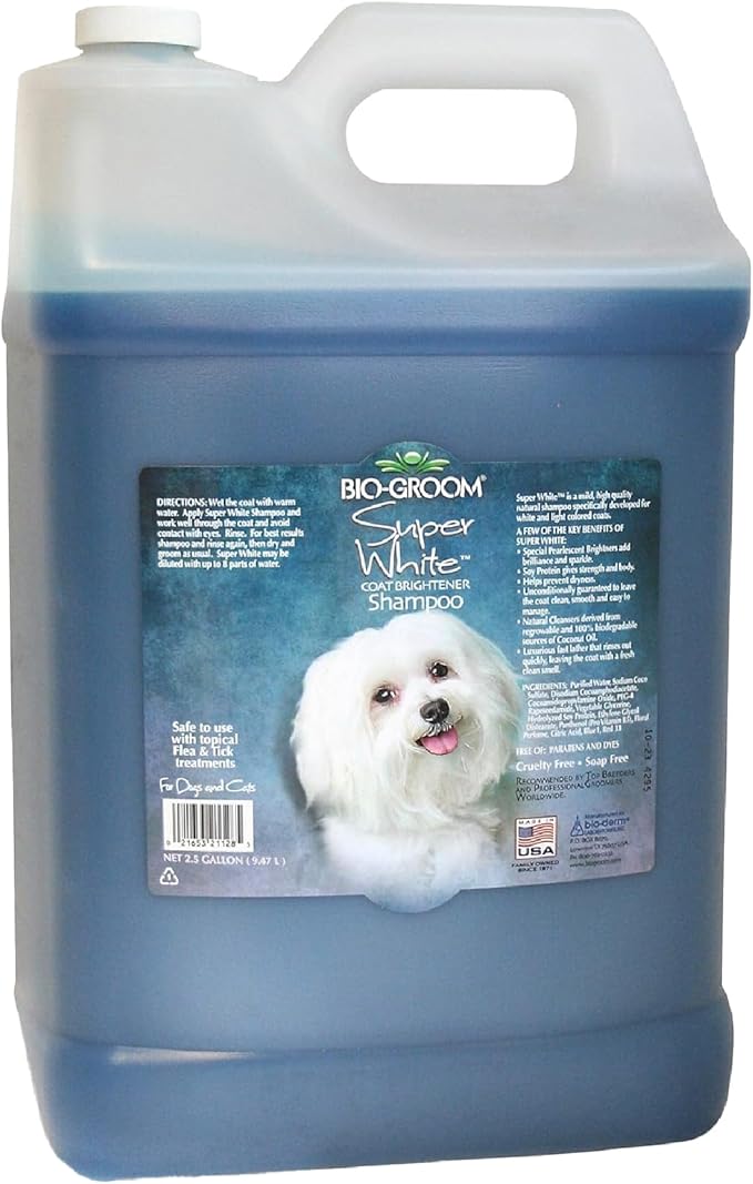 Bio-Groom Super Whitening Dog Shampoo - Whitening Pet Shampoo, Bathing Supplies, Puppy Wash, Grooming Supplies, Cruelty-Free, Made in USA, Coat Brightener Shampoo - 2.5 Gallons