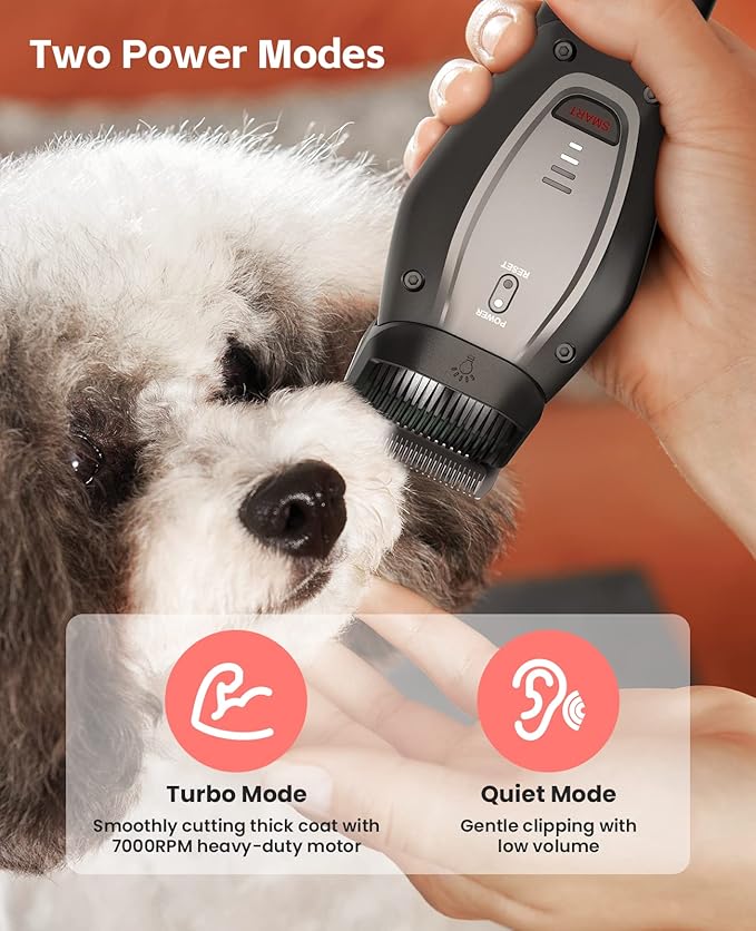 DOG CARE Dog Grooming Kit Clippers Professional Dog Shaver Clippers, Rechargeable Pet Hair Thick Coats Clippers Trimmers Set for Dog Cat with 3 Speeds | Auxiliary Light | Electric Quiet