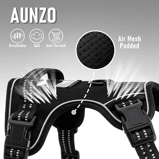 Extra Small Dog Vest Harness, No-Pull Pet Harness with 2 Leash Clips, Adjustable Soft Padded Dog Vest, Reflective No-Choke Pet Oxford Vest with Easy Control Handle for XSmall Dog Breeds, Black, XS