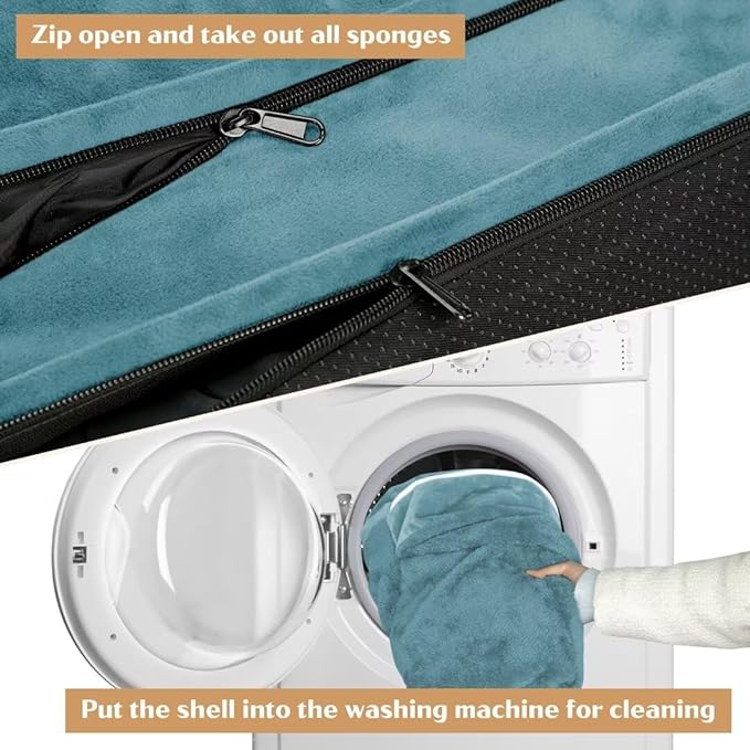 Jumbo Breed Dog Bed, Jumbo Orthopedic Dog Bed for Extra Large Dogs, Waterproof Dog Bed, PV Washable Dog Sofa Bed with Removable Cover & Non-Slip Bottom(Jumbo,Washed Blue)