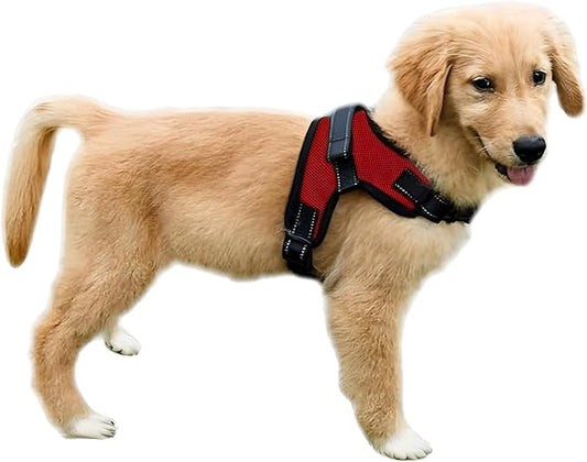 Dog Harness Small Sized Dogs - All Weather Mesh overhead adjustable no pull Vest Puppy reflective Harness with handle for Extra Small and Small Dogs by Copatchy - Harness (Red) X-Small