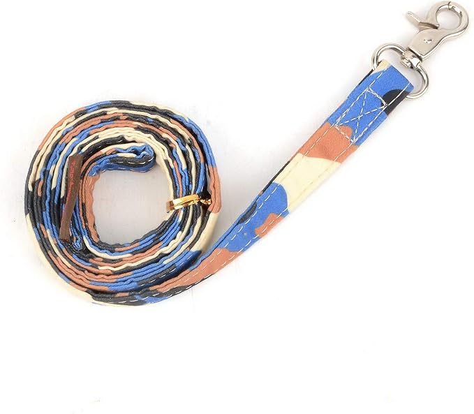 SMALLLEE_LUCKY_STORE Small Dog Cat Mesh Harness & Lead No Escape Adjustable Padded Military Camo Blue, M Chest:11.5"-15.5",Weight 6.5-11lbs