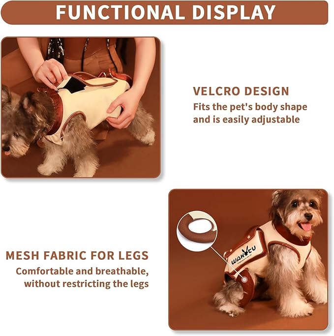 Dog Lift Harness Dog Carrier Dog VES Harness Adjustable Dog Leash with Small Puppy Treat Bag,Fits Most Cars,S