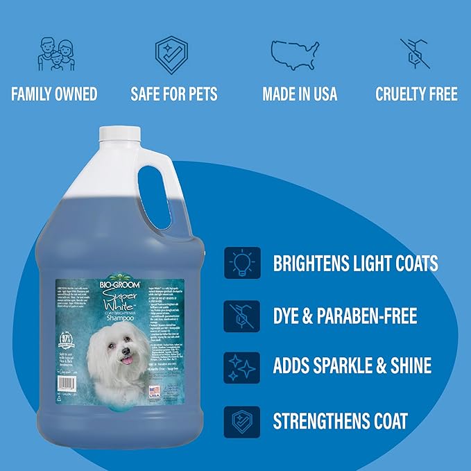 Bio-Groom Super Whitening Dog Shampoo – Whitening Pet Shampoo, Dog Bathing Supplies, Puppy Wash, Dog Grooming Supplies, Cruelty-Free – 12 fl oz 1-Pack