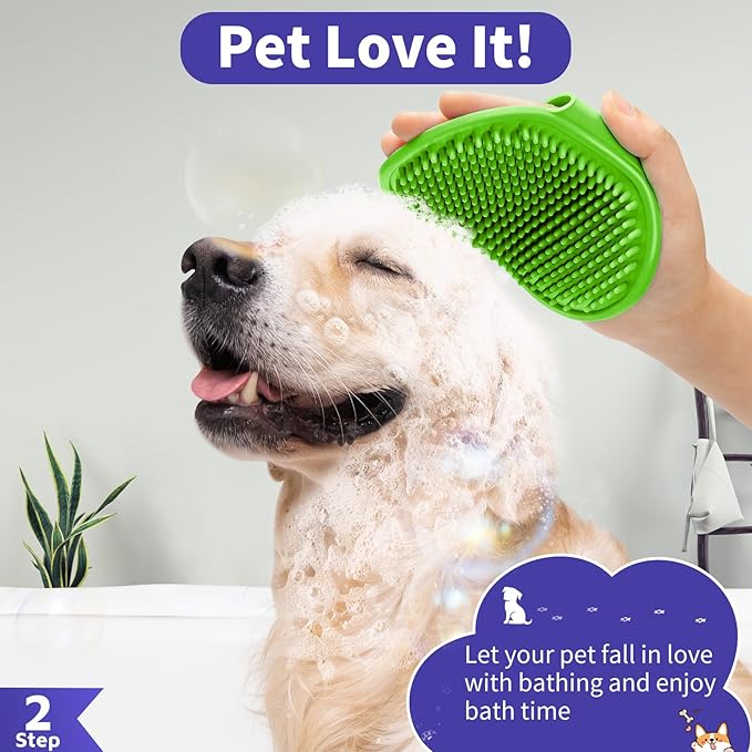 Comotech 3PCS Dog Bath Brush | Dog Shampoo brush | Dog Scrubber for Bath | Dog/Grooming/Washing Brush Scrubber (Purple Green Orange)