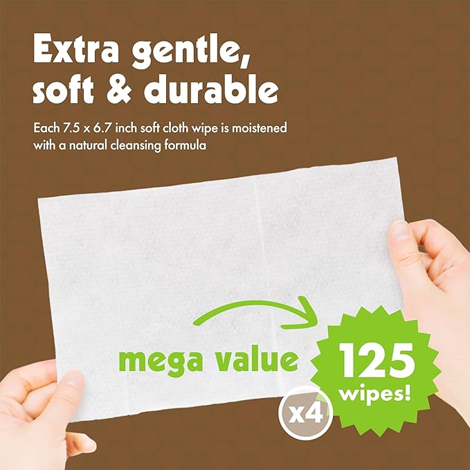 Petkin Mega Valu-Pak Pet Wipes, 500 Total Wipes - Oatmeal Pet Wipes for Dogs and Cats - for Face, Paws, Ears, and Body - Super Convenient Dog Cleaning Wipes, Ideal for Home or Travel - Easy to Use