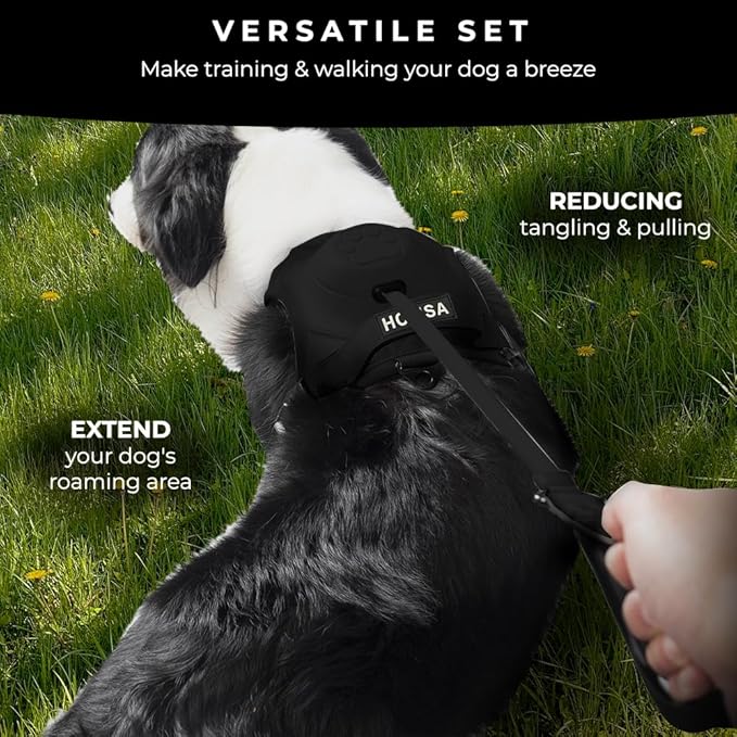 H C USA No Pull Dog Harness with Dog Leash Retractable – Adjustable Dog Harness for Large Dogs with Integrated Leash - Dog Harness and Leash Set with Anti Slip Soft Handle – Comfortable and Safe