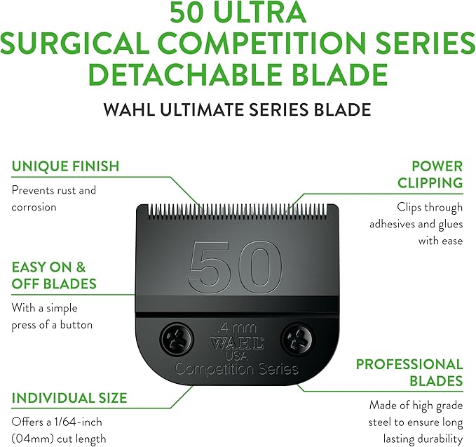 Wahl Professional Animal 50 Ultra Surgical Ultimate Competition Series Detachable Blade with 1/64-Inch Cut Length (2350-500)