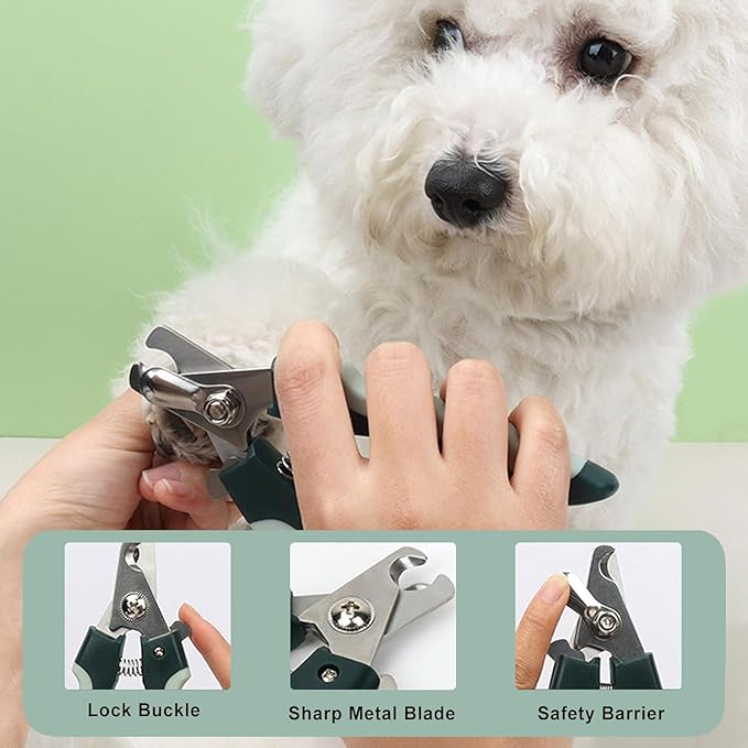 Pet Nail Clippers Trimmer and Grooming Kit, 8 Pieces Pet Grooming Kit - Dematting Comb,Slicker Brush,dog nail trimmer,collapsible bowl and dog toothbrush for Removing Knots and Hair for Dog,Cat