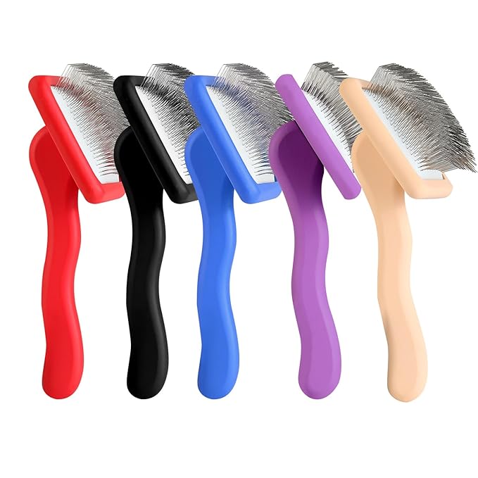 Dog Slicker Brush for Grooming Pet Hair, Large Size, Purple, Long Haired Brush For Dogs (Poodles, Goldendoodles, Labradoodles), Long Pin Brush For Dematting