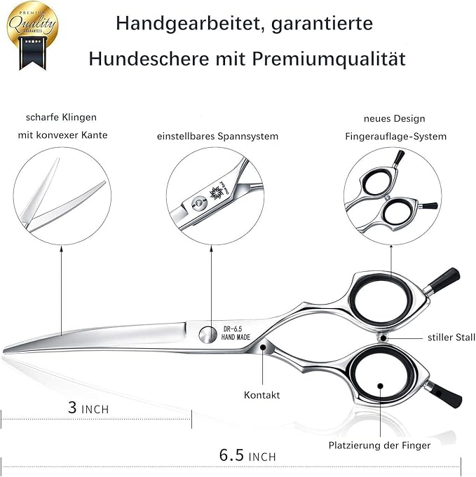 Grooming Pet Shear, 6.5 Inch Upword Curved Scissors, Curved Shears for Cat Shears and Small Dog Shears Or Any Breed Trimming Cuts, Design for Professional Pet Groomer