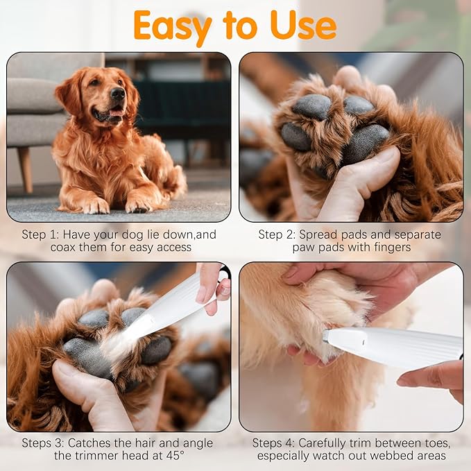 Upgraded Dog Trimmer with LED Light,Pet Clippers for Small Dogs Cats - Trimming Paws, Eyes, Ears, Face, and Rump