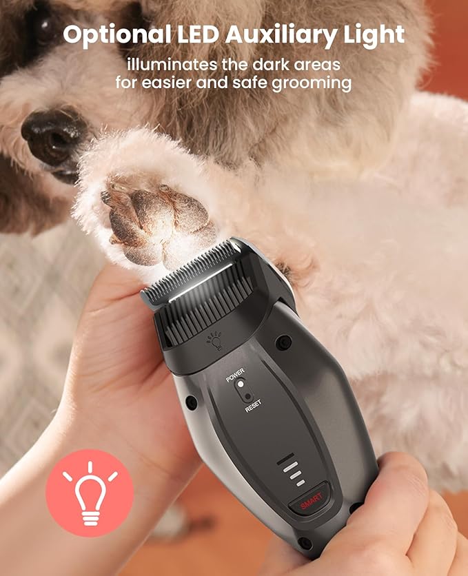 DOG CARE Dog Grooming Kit Clippers Professional Dog Shaver Clippers, Rechargeable Pet Hair Thick Coats Clippers Trimmers Set for Dog Cat with 3 Speeds | Auxiliary Light | Electric Quiet