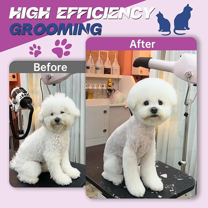 JASON 7" Curved Chunker Dog Scissors - Ergonomic Pet Scissors Purple Curved Dog Shears 440C Stainless Steel Grooming Shears Professional Pet Shears for Groomer (28-Teeth, Down-Curved)