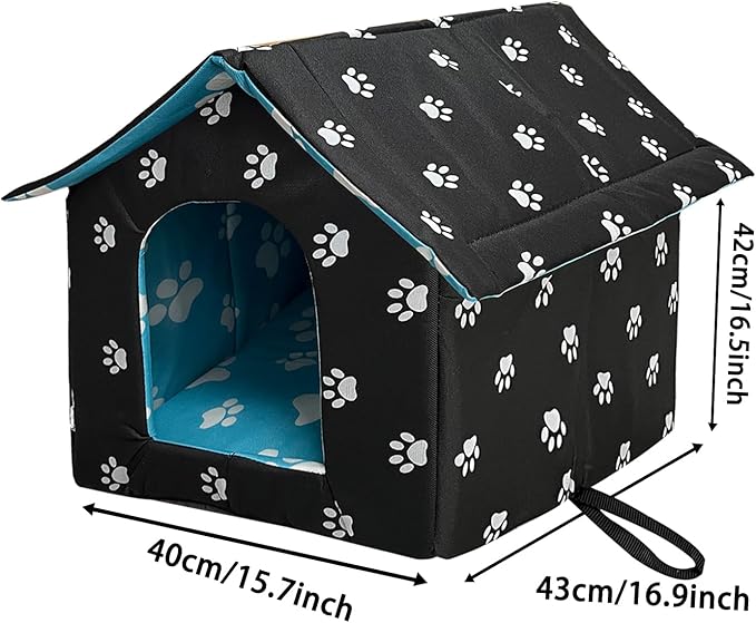 Soft Waterproof Dog House with Pad Pets Foldable Cool Cave Sleeping Bed for Dogs Cats Hamster Small Animal House All Weather Black