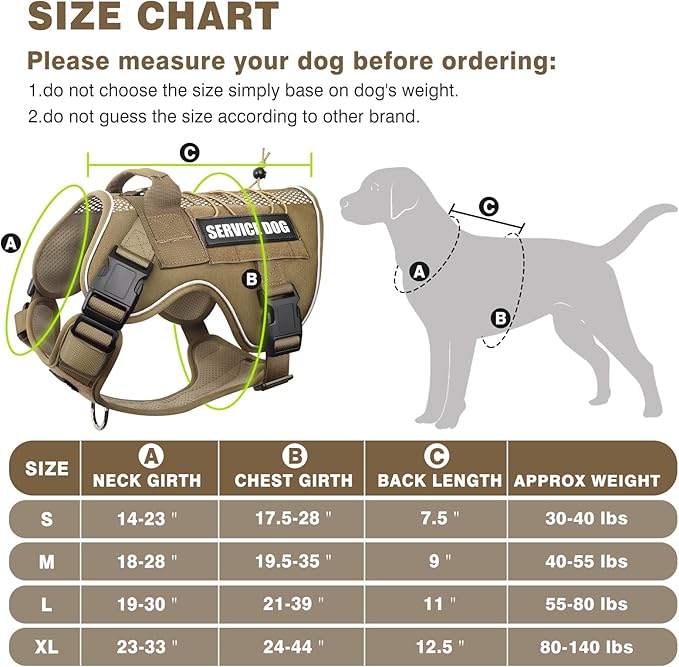 WINSEE Mesh Design Service Dog in Training Harness with 7 Pet Patches, Breathable Tactical No Pull Dog Molle Vest with Handle for Large Dog, Military Dog Harness for Walking Hiking
