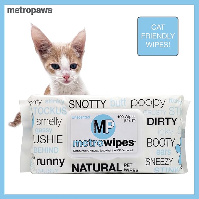 MetroPaws Unscented Dog Wipes, 100 Extra Large & Thick Cleaning Wipes Ideal for Cats and Dogs, for Paws, Butt, Ears and Eyes