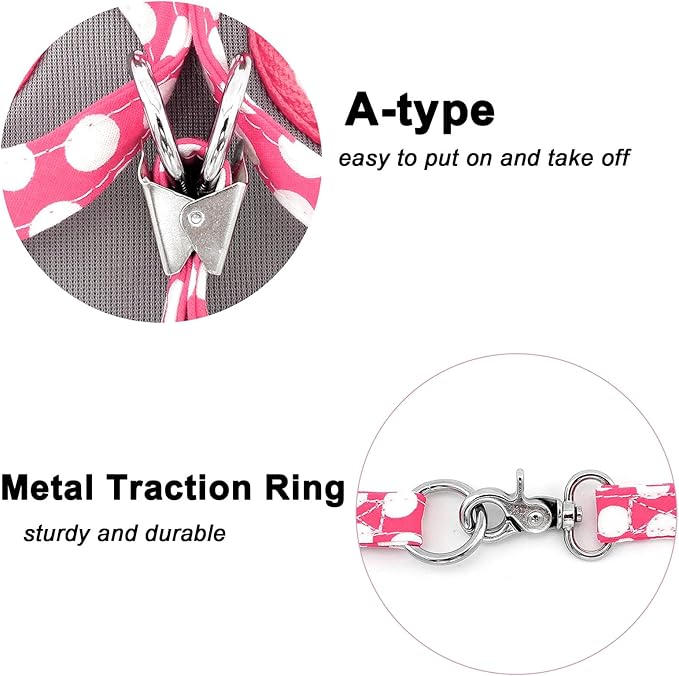 SMALLLEE_LUCKY_STORE New Soft Mesh Nylon Vest Polka Dot Pet Cat Small Medium Dog Harness Dog Leash Set Leads Pink M