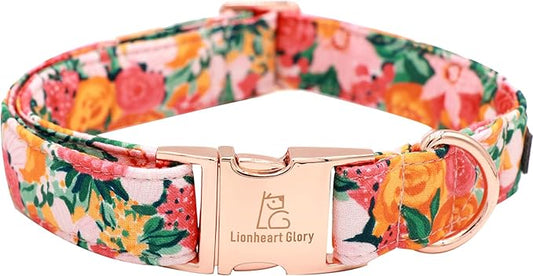 Lionheart glory Premium Floral Dog Collars Spring Dog Collar, Adjustable Heavy Duty Girl Dog Collar for XLarge Dogs