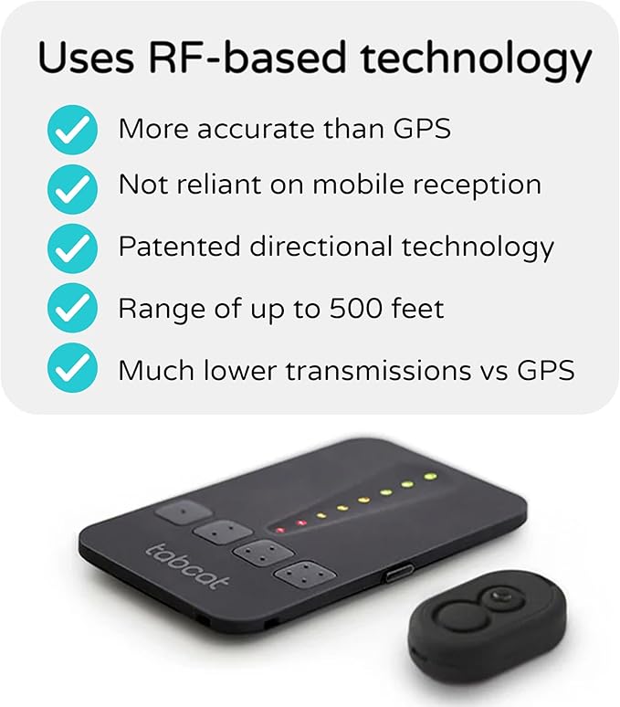 Tabcat V2 Cat & Kitten Tracker - More Accurate Than GPS - No Monthly Fee or Subscription - Includes 4 Homing Tags - Up to 500ft Range - Small & Lightweight Tags Perfect to Find Indoor & Outdoor Cats