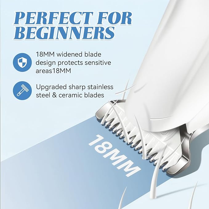 Paw Trimmer for Dogs Electric Upgraded, Pet Paw Trimmer with LED Light Waterproof, Cordless Low Noise Pet Hair Clipper Rechargeable, Small Grooming Shaver for Cats Eyes Face Ears Feet Rump Around Hair