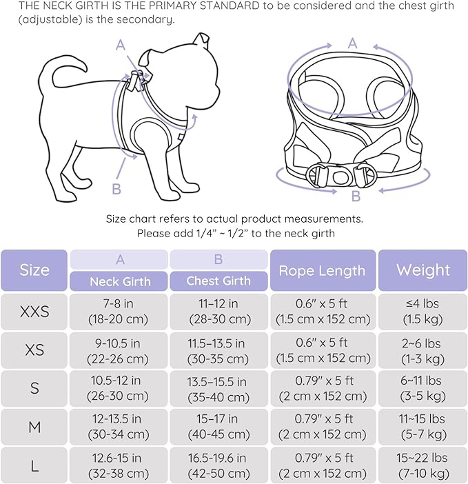 BELLA & PAL Puppy Harness with Leash Set, Dog Harness for Small Dogs No Pull, Dog Leash for Small Dogs, Step in Harness for Extra Small Dogs, Purple Lavender Harness, M
