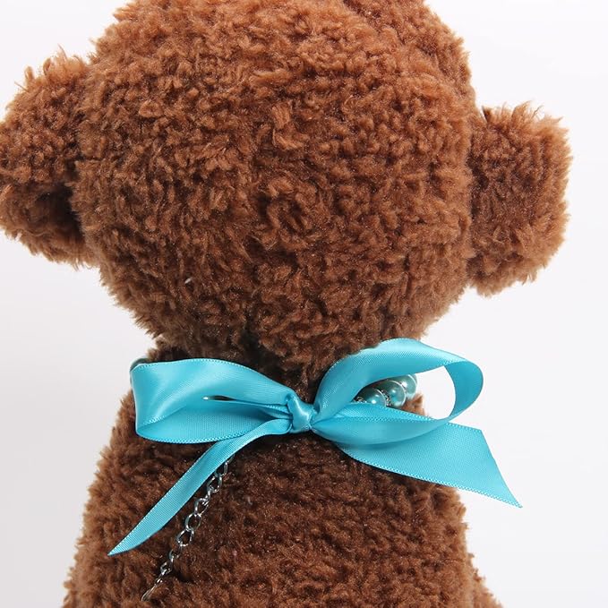 Dog Cat Pearls Necklace Collar with Bling Accessories and Ribbon Bow Pet Puppy Jewelry for Female Dogs Cats Small Medium (S, Blue)