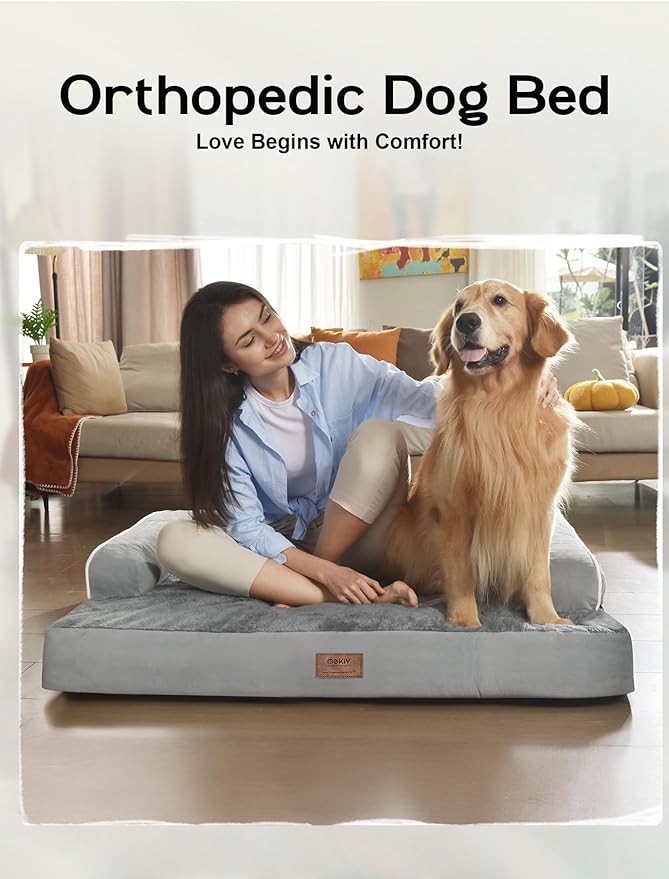 Large Dog Bed Orthopedic Washable: Beds Bolster - XL XLarge Big Dogs - Memory Foam - Couch Sofa - Waterproof with Removable Cover
