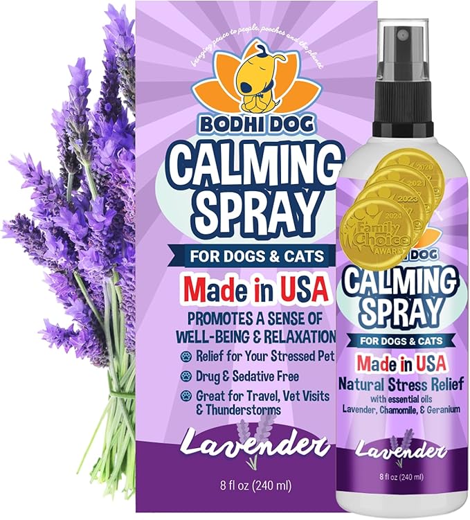 Bodhi Dog Natural Calming Spray for Dogs - Relaxation Support for Grooming, Travel, Fireworks & More - Gentle Care for Pets - Made in USA - Calming Lavender Scent (8 Fl Oz)