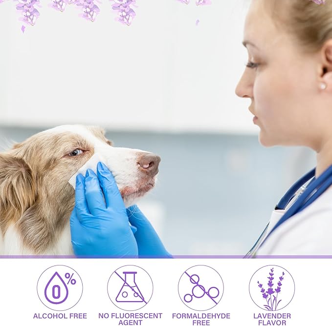 Treela 10 Packs of 800 Dog Wipes Pet Wipes Cat Grooming Supplies for Paws, Butt, Ear, Skin, Eye, Body Cleaning Bath Stain Odor Remover, Home or Travel Use(Lavender)