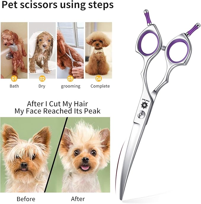 Grooming Pet Shear, 6.5 Inch Downword Curved Scissors, Curved Shears for Cat Shears and Small Dog Shears Or Any Breed Trimming Cuts, Design for Professional Pet Groomer