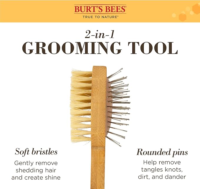 Burt's Bees for Pets Double Sided Pin & Hemp Bristle Dog Brush | Best All-Purpose Dog Brush To Reduce Shedding | Great for All Small Dogs And Puppies | Ideal for Daily Grooming, 24 Pack
