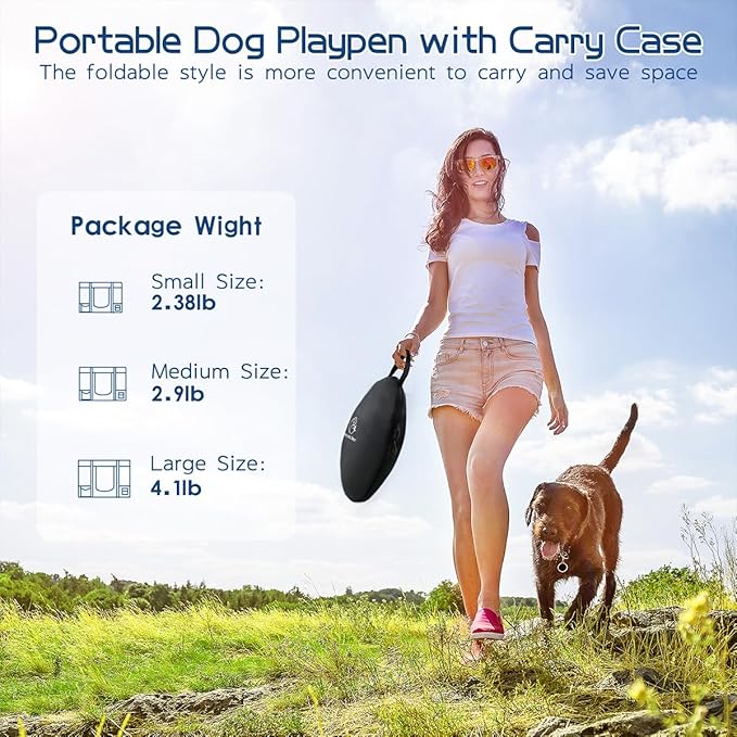 40x32x24 Inches Dog Playpen,Pet Playpen,Foldable Puppy Cat Playpen,Portable Exercise Kennel Tent Crate,Water-Resistant Breathable Shade Cover,Indoor Outdoor Travel Camping Use for Small Animals(L)