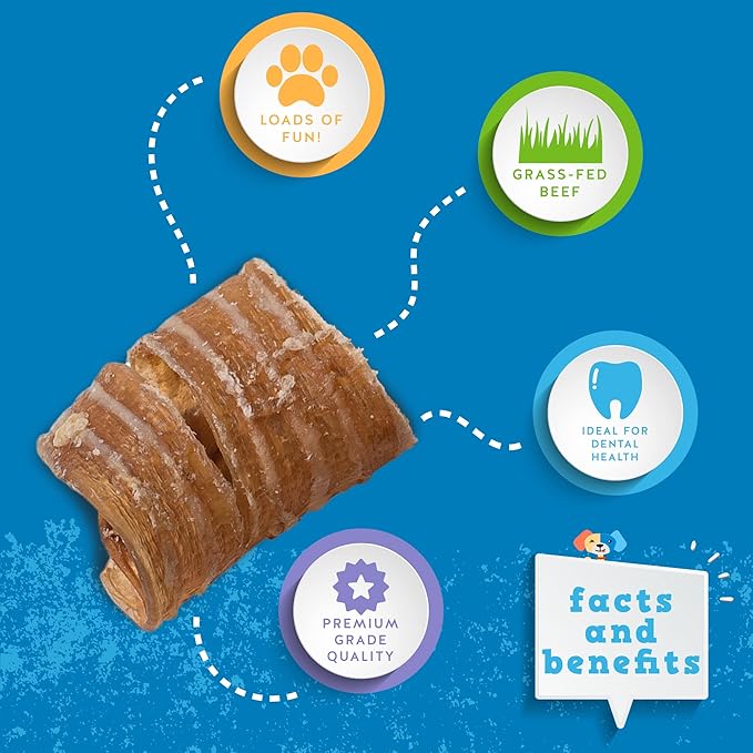 Jack&Pup Trachea Dog Chew - 3-inch Beef Trachea Bites for Dogs (16 oz) Natural Dog Treat for Dogs - Rich in Glucosamine and Chondroitin 100% Beef Chews