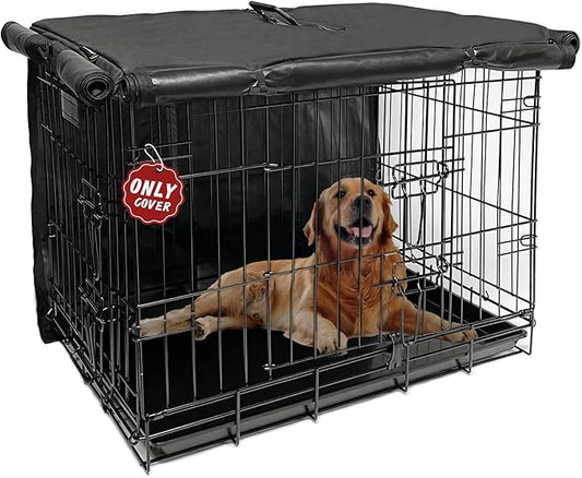Dog Crate Cover 48 inch XL Dog Kennel Outside Cover, Big Dog Cage for Large Dogs Wire with1 2 3 Doors, Waterproof 600D Oxford Fabric Indoor/Outdoor Black(Dog Crate NOT Included)