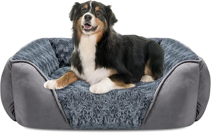INVENHO X-Large Dog Bed for Large Medium Small Dogs, Rectangle Washable Dog Bed, Orthopedic Dog Bed, Soft Calming Sleeping Puppy Bed Durable Pet Cuddler with Anti-Slip Bottom XL(35"x25"x10")