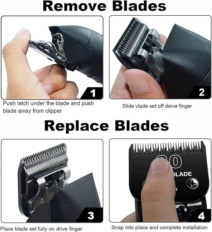 Detachable Pet Dog Grooming Blades of Stainless Steel,Compatible with Andi-s,Oster-A5,Wahl KM-10 Series, 10+15+30+40+7FC+5FC+4F+3-3/4FC(8 counts)