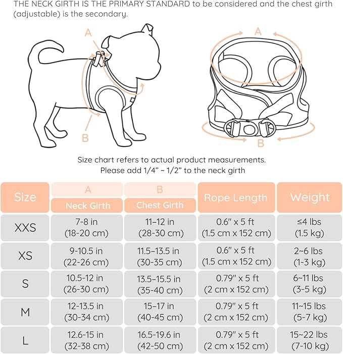 BELLA & PAL Puppy Harness with Leash Set, Dog Harness for Small Dogs No Pull, Dog Leash for Small Dogs, Step in Harness for Extra Small Dogs, Peach Harness, XS