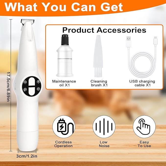 Dog Paw Trimmer with LED Light, Upgraded 2 in 1 Dog Grooming Kit, Cordless Pet Nail Trimmers Grinder with 3 Ports for Small Medium Large Dogs, Pet Micro Precision Electric Trimmer for Paws Eyes Ears