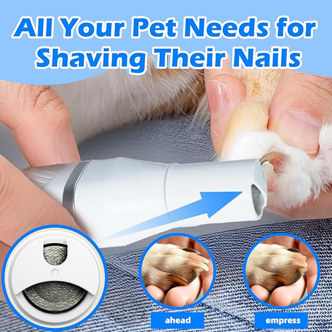 Dog Clippers Grooming Kit, 4 in 1 Rechargeable Low Noise USB Pet Trimmer Set, Clear Power Display Dog Hair Trimmer Cordless Quiet Nail Grinder Shaver for Dogs, Cats, Pets