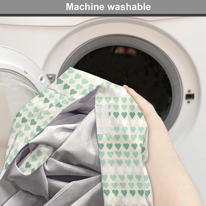 Lunarable Aquamarine Dog Crate Cover, Romantic Pattern with Heart Shapes in Rows, Easy to Use Pet Kennel Cover for Medium Large Dogs, 48 Inch, Champagne Laurel Green