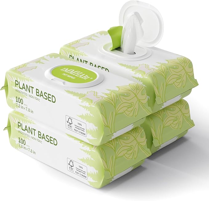 400 Unscented Dog Wipes for Paws and Butt Plant Based Hypoallergenic Pets Cleansing & Deodorizing Anal Gland Hygienic Puppy Wipes for Dogs Face and Body Cat Wipes Cleaning Fur Doggie Wipes Doggy Wipes