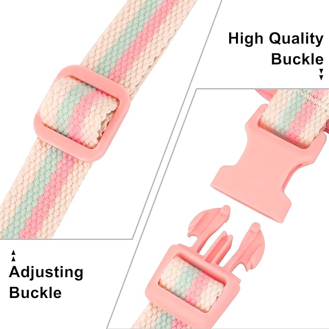 Beirui No Pull Dog Harness for Small Medium Dogs Puppies, Soft Neoprene Quick Fit Harness with Durable Front Clip & Back Clip, Lightweight Easy for Daily Walking (Striped Pink,XS)