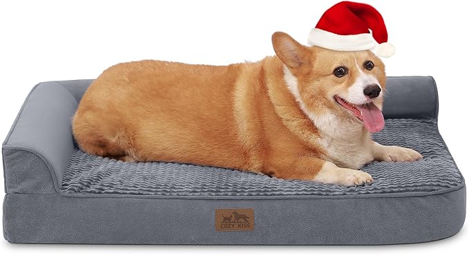 Orthopedic Dog Bed for Medium Dogs,Waterproof Dog Sofa Beds Medium, Supportive Foam Pet Couch Bed with Removable Washable Cover,Waterproof Lining and Nonskid Bottom,Grey(M,36" L x 27" W x 7.5" Th)