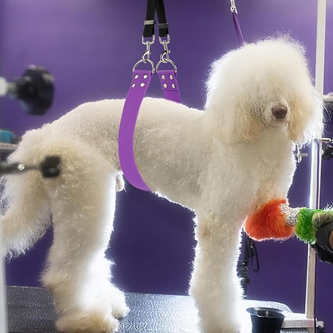 Pet Dog Grooming Belly Straps - Pet Dog Grooming Loops Black Groomer Belly Support Band Wide Waterproof Strong PVC Belly Loop Grooming Restraint for Pet Bathing Grooming (Black-Short)