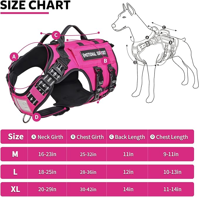 Kastty Dog Harness Premium Quality - Tactical Dog Harness for Medium Large Dogs No Pull - Reflective Service Dog Harness with Pockets - Adjustable& Comfortable Dog Harness for Training or Walking