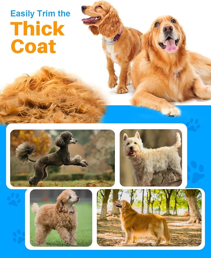 Dog Clippers for Grooming, AIBORS 2500mAH Dog Shavers Kit for Grooming, Low Noise, Rechargeable Cordless Hair Clippers for Dogs Cats Pets, USB C Charging, Quite Dog Hair Trimmer with Ceramic Blade