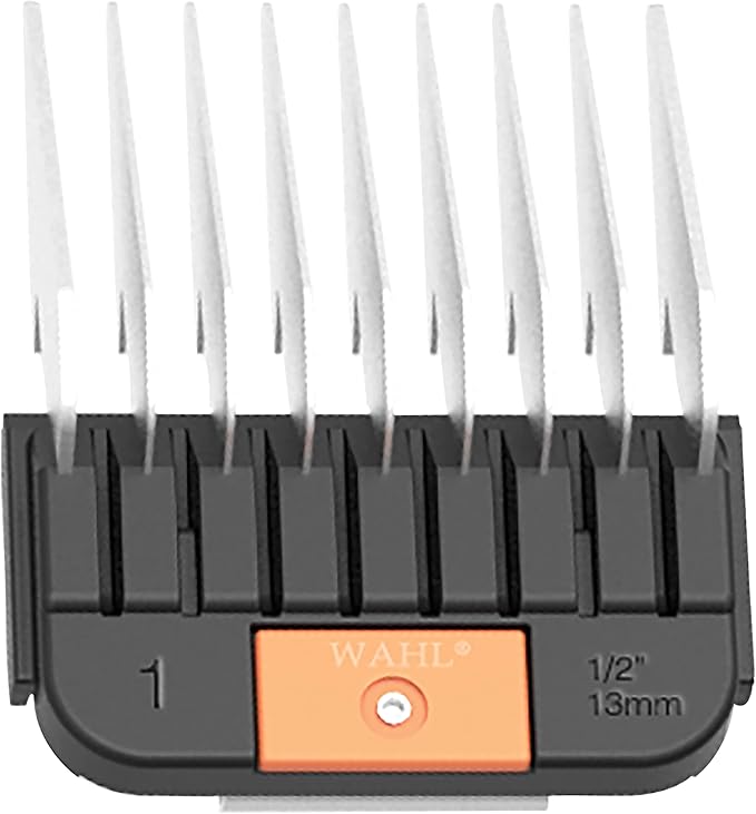 WAHL Professional Animal Stainless Steel Attachment Guide Comb Detachable Blade Pet Clippers - #1, 1/2 Inch Cut Length (3374-100), Orange