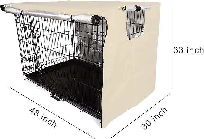 kefit Dog Crate Cover 48 inch, Kennel Cover for Dog Cage, Beige
