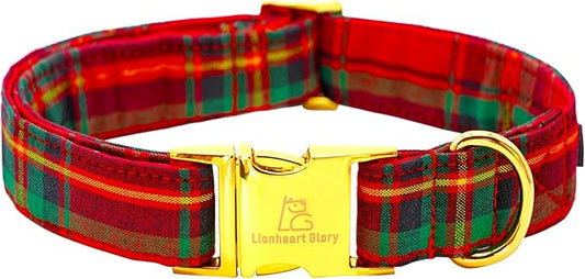 Lionheart glory Christmas Plaid Dog Collar, Dogs Collar Adjustable Soft and Comfortable Collars for Small Dogs Girl or Boy Pet Gift Fall Collar Dog